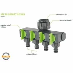 AROZ Nez Selecteur 4 Sorties Automatique Plastique Femelle 1'-3/4 -Promos Raccord d'arrosage Magasin 11995839 3