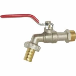 SOMATHERM FOR YOU Robinet De Puisage à Sphère - Poignée Plate - Mâle 1/2" - Raccord Au Nez 3/4 - Nickelé