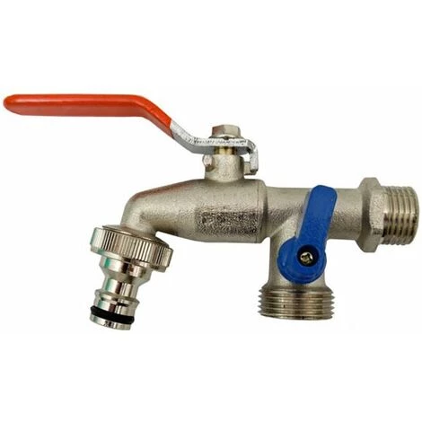 BRADAS Double Sortie Duo Jardin Extérieur Robinet Vanne Robinet 1/2 "x 3/4" X 3/4 "BSP Correspond Hozelock 3 BRADAS Double Sortie Duo Jardin Extérieur Robinet Vanne Robinet 1/2 "x 3/4" X 3/4 "BSP Correspond Hozelock