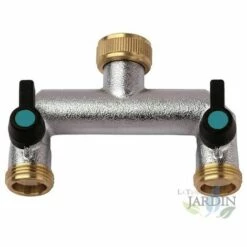 SUINGA Robinet De Jardin En Laiton Derivation 2 Sortie 3/4" Femelle X 3/4" Mâle