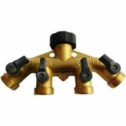 AIDUCHO Répartiteur De Tuyau 4 Voies En Laiton Massif Avec Vannes D'arrêt, Robinet Et Sorties 1,9 Cm, Peut Utiliser Jusqu'à 4 Tuyaux à La Fois. -Promos Raccord d'arrosage Magasin 33597030 3