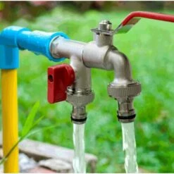 ELLE Robinet Double De Jardin, Robinet En Laiton, Robinet Double BSP 3/4 Pouces De Haute Qualité -Promos Raccord d'arrosage Magasin 48537314 4