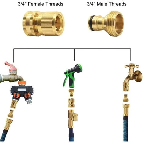 Tuyau De Jardin Extensible Mâle Et Femelle Adaptateurs Connecteurs Déconnexion Rapide Tuyau Raccords Mâle Et Femelle Pour Eau 3/4 Pouce GHT Robinet Et Spray,Fontainebleau 5 Tuyau De Jardin Extensible Mâle Et Femelle Adaptateurs Connecteurs Déconnexion Rapide Tuyau Raccords Mâle Et Femelle Pour Eau 3/4 Pouce GHT Robinet Et Spray,Fontainebleau – Image 3