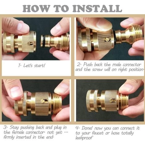 Tuyau De Jardin Extensible Mâle Et Femelle Adaptateurs Connecteurs Déconnexion Rapide Tuyau Raccords Mâle Et Femelle Pour Eau 3/4 Pouce GHT Robinet Et Spray,Fontainebleau 6 Tuyau De Jardin Extensible Mâle Et Femelle Adaptateurs Connecteurs Déconnexion Rapide Tuyau Raccords Mâle Et Femelle Pour Eau 3/4 Pouce GHT Robinet Et Spray,Fontainebleau – Image 4