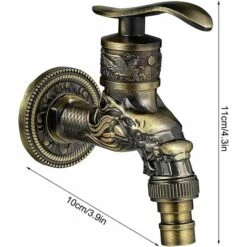 SUPERMARKET Robinet Mural RéTro En Laiton, Robinet Exterieur Jardin G1/2", Robinet En Laiton Antique, Robinet Mural Vintage, Antique Cuivre Dragon Sculpté Robinet Pour Cuisine Bain Jardin，Superma -Promos Raccord d'arrosage Magasin 52691733 5