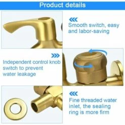 SUPERMARKET Robinet Double 1/2" Robinet De Jardin Laiton Robinet Extérieur Jardin Anti-Gel Robinet à Double Sortie Robinet Machine à Laver Robinet D'écoulement à Double Boule Pour Jardin, Machine à Laver，Superma -Promos Raccord d'arrosage Magasin 52691773 3