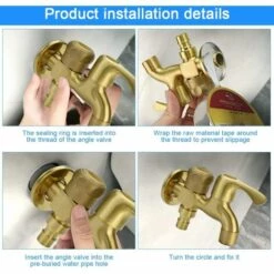 SUPERMARKET Robinet Double 1/2" Robinet De Jardin Laiton Robinet Extérieur Jardin Anti-Gel Robinet à Double Sortie Robinet Machine à Laver Robinet D'écoulement à Double Boule Pour Jardin, Machine à Laver，Superma -Promos Raccord d'arrosage Magasin 52691773 5