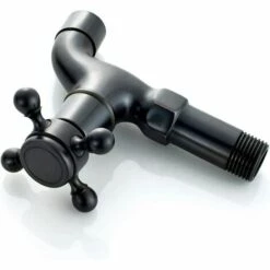 TINOR Robinet Vintage Pour Eau Froide Avec Monocommande Interface G1/2 - Robinet De Vadrouille Mural Pour Lavabo Salle De Bain(Noir) -Promos Raccord d'arrosage Magasin 52691988 3