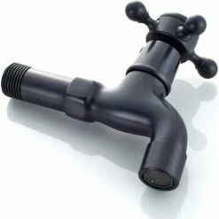 TINOR Robinet Vintage Pour Eau Froide Avec Monocommande Interface G1/2 - Robinet De Vadrouille Mural Pour Lavabo Salle De Bain(Noir) -Promos Raccord d'arrosage Magasin 52691988 4