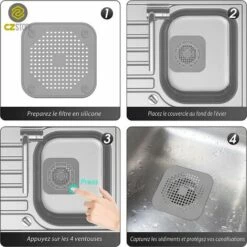 TINOR Francaise Filtre Cheveux Douche--Attrape Cheveux Douche|Gris OU Blanc|Filtre Evier/Baignoire/Douche En Silicone-Bouchon Caoutchouc Salle De Bain/Cuisine,14*14cm (Gris,2pièce) 11 TINOR Francaise Filtre Cheveux Douche--Attrape Cheveux Douche|Gris OU Blanc|Filtre Evier/Baignoire/Douche En Silicone-Bouchon Caoutchouc Salle De Bain/Cuisine,14*14cm (Gris,2pièce) -Promos Raccord d'arrosage Magasin 53994769 5