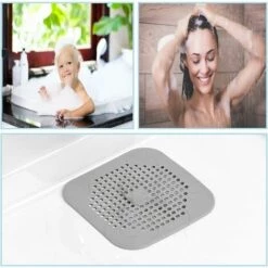 TINOR 2Pcs Protection De Drain De Silicone, Filtre Evier De Cuisine Avec Ventouse, Filtre De Couverture De Drain De Baignoire, Filtre D'éVier De Cuisine Et Salle De Bain（14*14cm） -Promos Raccord d'arrosage Magasin 53994771 5