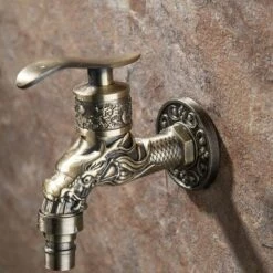 ENLENK Intérieur Salle De Bains Du Robinet Sculpté Mur Bibcock Montage Rétro Robinet Décoratif Extérieur Jardin Robinets Machine À Laver Vadrouille Antique - Bronze -Promos Raccord d'arrosage Magasin 55352355 2