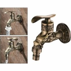 ENLENK Intérieur Salle De Bains Du Robinet Sculpté Mur Bibcock Montage Rétro Robinet Décoratif Extérieur Jardin Robinets Machine À Laver Vadrouille Antique - Bronze -Promos Raccord d'arrosage Magasin 55352355 4