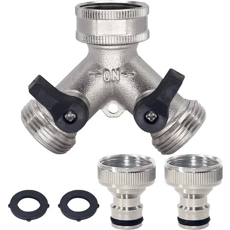 ZHUOXUAN Tuyau D'arrosage Splitter, 2 Voies Robinet De Jardin Robinet 3/4" Y Raccord De Tuyau Pour Robinet D'extérieur Avec Connecteurs Et Rondelles 3 ZHUOXUAN Tuyau D'arrosage Splitter, 2 Voies Robinet De Jardin Robinet 3/4" Y Raccord De Tuyau Pour Robinet D'extérieur Avec Connecteurs Et Rondelles