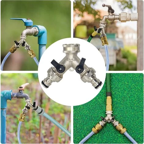 ZHUOXUAN Tuyau D'arrosage Splitter, 2 Voies Robinet De Jardin Robinet 3/4" Y Raccord De Tuyau Pour Robinet D'extérieur Avec Connecteurs Et Rondelles 7 ZHUOXUAN Tuyau D'arrosage Splitter, 2 Voies Robinet De Jardin Robinet 3/4" Y Raccord De Tuyau Pour Robinet D'extérieur Avec Connecteurs Et Rondelles – Image 5