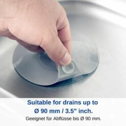 PERLE RARE Bouchon De Vidange Pour Baignoire, Douche, évier De Cuisine Et Lavabo De Salle De Bain, Bouchon D'évier Amovible, Empêche L'eau De S'écouler, Ø 13 Cm, Pour Trous D'écoulement Jusqu'à 90mm, Gris + Bleu -Promos Raccord d'arrosage Magasin 55869579 4