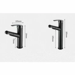 LUCKY-88 Robinet De Lavabo Chaud Et Froid Deux-en-un Entièrement En Cuivre Noir Extractible (A1 Tiroir Rond Noir (A5 Miroir Rond Extractible [eau Unique / Acier Inoxydable Qualité Village]) -Promos Raccord d'arrosage Magasin 56329775 5