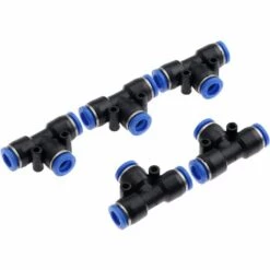 CHANCEY 5pcs Tuyau D'arrosage Raccord De Tuyau Connecteur De Robinet Tuyau De Raccords Rapides Pneumatiques à 3 Voies Connecteur Push-in-8mm Pour Raccorder Le Raccord De Tuyau D'eau,SEMAket,noir+bleu -Promos Raccord d'arrosage Magasin 56570404 3