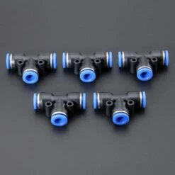 CHANCEY 5pcs Tuyau D'arrosage Raccord De Tuyau Connecteur De Robinet Tuyau De Raccords Rapides Pneumatiques à 3 Voies Connecteur Push-in-8mm Pour Raccorder Le Raccord De Tuyau D'eau,SEMAket,noir+bleu -Promos Raccord d'arrosage Magasin 56570404 4