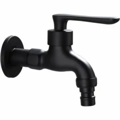 CHANCEY Robinet Exterieur Jardin Robinet Vintage Pour Eau Froide Avec Monocommande Interface (Sorties 1/2" - EntréE 1/2"), Convient Pour Le Jardin, Machine à Laver, Longueur 9 Cm,SEMAket,noir