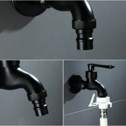 CHANCEY Robinet Exterieur Jardin Robinet Vintage Pour Eau Froide Avec Monocommande Interface (Sorties 1/2" - EntréE 1/2"), Convient Pour Le Jardin, Machine à Laver, Longueur 9 Cm,SEMAket,noir -Promos Raccord d'arrosage Magasin 56570405 5