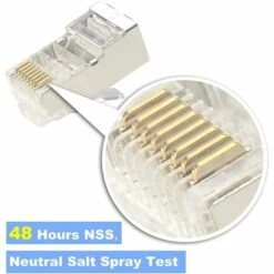 ABCRITAL Lot De 25 Connecteur Rj45 Cat6 Embout De Connecteur Blindé Nickelé Rj45 8P8C Via Une Prise Modulaire Ethernet -Promos Raccord d'arrosage Magasin 57637137 3