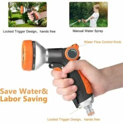 ROSIER Pistolet De Pulvérisation Pour Tuyau D'arrosage - 8 Modes De Pulvérisation Réglables - Pistolet De Pulvérisation Pour Tuyau D'arrosage - Buses Haute Pression - Parfait Pour Arroser Les Plantes (orange, Avec Raccords) ——VEBTles -Promos Raccord d'arrosage Magasin 57764135 4