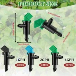 ROSIER 60Pcs Émetteur De Goutte à Goutte D'Irrigation, 3 Tailles Émetteur De Goutteur D'Irrigation De Drapeau De Jardin, Pour Pelouse, Arbres, Arbustes, Jardin (4L/H Noir, 8L/H Bleu, 16L/H Vert) ——VEBTles -Promos Raccord d'arrosage Magasin 57764146 3