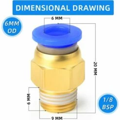 BEARSU 2 Pcs 6mm Tube OD X 1/8 BSP Mâle Droit Push To Connect Raccords (PC6-01) -Promos Raccord d'arrosage Magasin 58463324 2