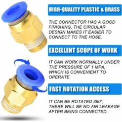 BEARSU 2 Pcs 6mm Tube OD X 1/8 BSP Mâle Droit Push To Connect Raccords (PC6-01) -Promos Raccord d'arrosage Magasin 58463324 4