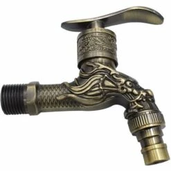 MACARON Robinet Mural RéTro En Laiton, Robinet Exterieur Jardin G1/2", Robinet En Laiton Antique, Robinet Mural Vintage, Antique Cuivre Dragon Sculpté Robinet Pour Cuisine Bain Jardin LO-Ron -Promos Raccord d'arrosage Magasin 58481912 4