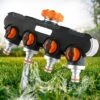 AOUGO Distributeur D'arrosage à 4 Voies, Distributeur D'arrosage De Tuyau, Débit D'eau Réglable Et Verrouillable, Distributeur Pour L'irrigation De Jardin (filetage Européen 3/4) -Promos Raccord d'arrosage Magasin 58573666 1