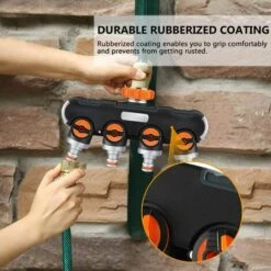 AOUGO Distributeur D'arrosage à 4 Voies, Distributeur D'arrosage De Tuyau, Débit D'eau Réglable Et Verrouillable, Distributeur Pour L'irrigation De Jardin (filetage Européen 3/4) -Promos Raccord d'arrosage Magasin 58573666 3