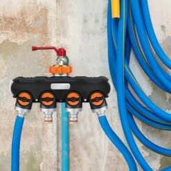 AOUGO Distributeur D'arrosage à 4 Voies, Distributeur D'arrosage De Tuyau, Débit D'eau Réglable Et Verrouillable, Distributeur Pour L'irrigation De Jardin (filetage Européen 3/4) -Promos Raccord d'arrosage Magasin 58573666 4