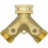 AOUGO Distributeur En Y à 2 Voies 10964, 3/4" Mâle, Laiton, Avec Robinets D'arrêt -Promos Raccord d'arrosage Magasin 58574984 1