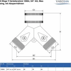 AOUGO Distributeur En Y à 2 Voies 10964, 3/4" Mâle, Laiton, Avec Robinets D'arrêt -Promos Raccord d'arrosage Magasin 58574984 4