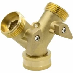 AOUGO Distributeur En Y à 2 Voies 10964, 3/4" Mâle, Laiton, Avec Robinets D'arrêt -Promos Raccord d'arrosage Magasin 58574984 5