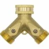 AOUGO 10964 Distributeur En Y 2 Voies, 3/4" Mâle, Laiton, Avec Vannes D'arrêt -Promos Raccord d'arrosage Magasin 58575486 1