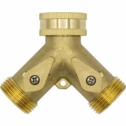 AOUGO 10964 Distributeur En Y 2 Voies, 3/4" Mâle, Laiton, Avec Vannes D'arrêt