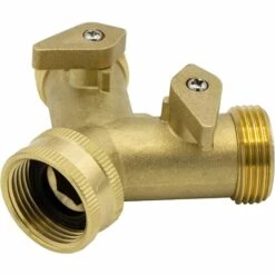 AOUGO 10964 Distributeur En Y 2 Voies, 3/4" Mâle, Laiton, Avec Vannes D'arrêt -Promos Raccord d'arrosage Magasin 58575486 3