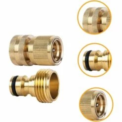 BEARSU Connecteur De Robinet 3/4 Pouces Kit De Raccordement De Tuyau D'arrosage,Tuyau D'arrosage De Connexion De Robinet Connecteur Rapide En Laiton à Filetage （2 Paire） -Promos Raccord d'arrosage Magasin 58679064 2