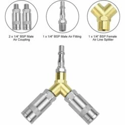 ALMI Raccord Rapide Pneumatique Connecteur Raccord 3 Voies Air Comprimé Raccord Rapide Pneumatique 1/4" Y Pièce Raccord Rapide Compresseur Pneumatique Pour Tuyau D'air De Compresseur, 13 * 12cm 8 ALMI Raccord Rapide Pneumatique Connecteur Raccord 3 Voies Air Comprimé Raccord Rapide Pneumatique 1/4" Y Pièce Raccord Rapide Compresseur Pneumatique Pour Tuyau D'air De Compresseur, 13 * 12cm -Promos Raccord d'arrosage Magasin 58760862 2