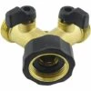 FLYME Tuyau D'arrosage En Laiton Avec Connecteur Y Vanne Y Valve Connecteur Tuyau De Jardin Poignée Confort Robinet De Sortie De Robinet Avec 2 Vannes Indépendantes On/off -Promos Raccord d'arrosage Magasin 58847061 1