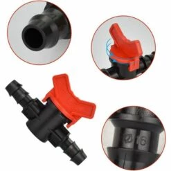 TINOR 12 PCS Robinet De Jardin Pour Tuyau, Tuyau Vanne D'irrigation 16 * 16mm Robinet D'arrêt Raccord En Plastique Pour Le Contrôle Extérieur De La Vanne D'eau De Jardin (Noir + Rouge) -Promos Raccord d'arrosage Magasin 59146153 3