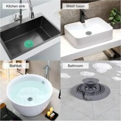 ZOLGINAH Lot De 5 Bouchons De Vidange De Douche En Silicone Pour Baignoire, Évier, Baignoire, Lavande, Cuisine, Salle De Bain (5 Couleurs) -Promos Raccord d'arrosage Magasin 59344053 5