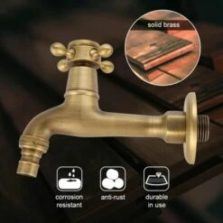 Cisea Robinet De Jardin Robinet Machine à Laver Robinet D'eau En Laiton Massif Vintage Robinet Mural Robinets D'évier De Cuisine Mitigeur Filetage D'Entrée G 4/ 6 (Long) 9 Cisea Robinet De Jardin Robinet Machine à Laver Robinet D'eau En Laiton Massif Vintage Robinet Mural Robinets D'évier De Cuisine Mitigeur Filetage D'Entrée G 4/ 6 (Long) -Promos Raccord d'arrosage Magasin 60003188 3