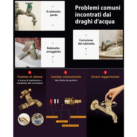 Cisea Robinet De Jardin Robinet Machine à Laver Robinet D'eau En Laiton Massif Vintage Robinet Mural Robinets D'évier De Cuisine Mitigeur Filetage D'Entrée G 4/ 6 (Long) 6 Cisea Robinet De Jardin Robinet Machine à Laver Robinet D'eau En Laiton Massif Vintage Robinet Mural Robinets D'évier De Cuisine Mitigeur Filetage D'Entrée G 4/ 6 (Long) – Image 4