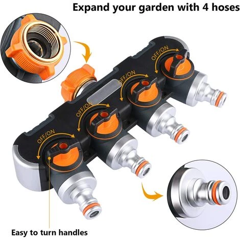 DENUOTOP Pièces Et Raccords Arrosage Distributeur 4 Voies, Repartiteur Arrosage De Tuyau, Débit D'eau Réglable Et Verrouillable, Distributeur Pour L'irrigation Du Jardin (Fil Européen 3/4) 4 DENUOTOP Pièces Et Raccords Arrosage Distributeur 4 Voies, Repartiteur Arrosage De Tuyau, Débit D'eau Réglable Et Verrouillable, Distributeur Pour L'irrigation Du Jardin (Fil Européen 3/4) – Image 2