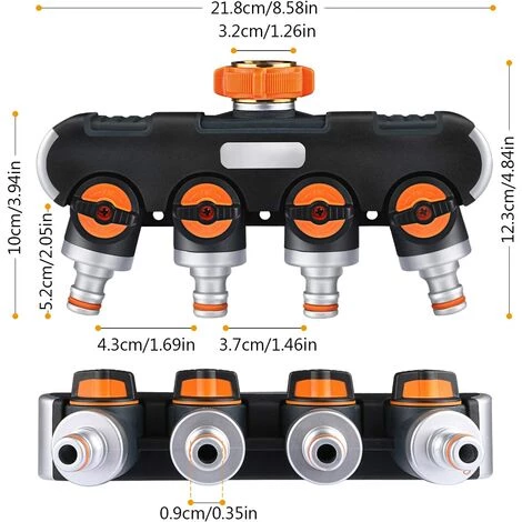 DENUOTOP Pièces Et Raccords Arrosage Distributeur 4 Voies, Repartiteur Arrosage De Tuyau, Débit D'eau Réglable Et Verrouillable, Distributeur Pour L'irrigation Du Jardin (Fil Européen 3/4) 5 DENUOTOP Pièces Et Raccords Arrosage Distributeur 4 Voies, Repartiteur Arrosage De Tuyau, Débit D'eau Réglable Et Verrouillable, Distributeur Pour L'irrigation Du Jardin (Fil Européen 3/4) – Image 3