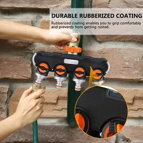 DENUOTOP Pièces Et Raccords Arrosage Distributeur 4 Voies, Repartiteur Arrosage De Tuyau, Débit D'eau Réglable Et Verrouillable, Distributeur Pour L'irrigation Du Jardin (Fil Européen 3/4) 6 DENUOTOP Pièces Et Raccords Arrosage Distributeur 4 Voies, Repartiteur Arrosage De Tuyau, Débit D'eau Réglable Et Verrouillable, Distributeur Pour L'irrigation Du Jardin (Fil Européen 3/4) – Image 4